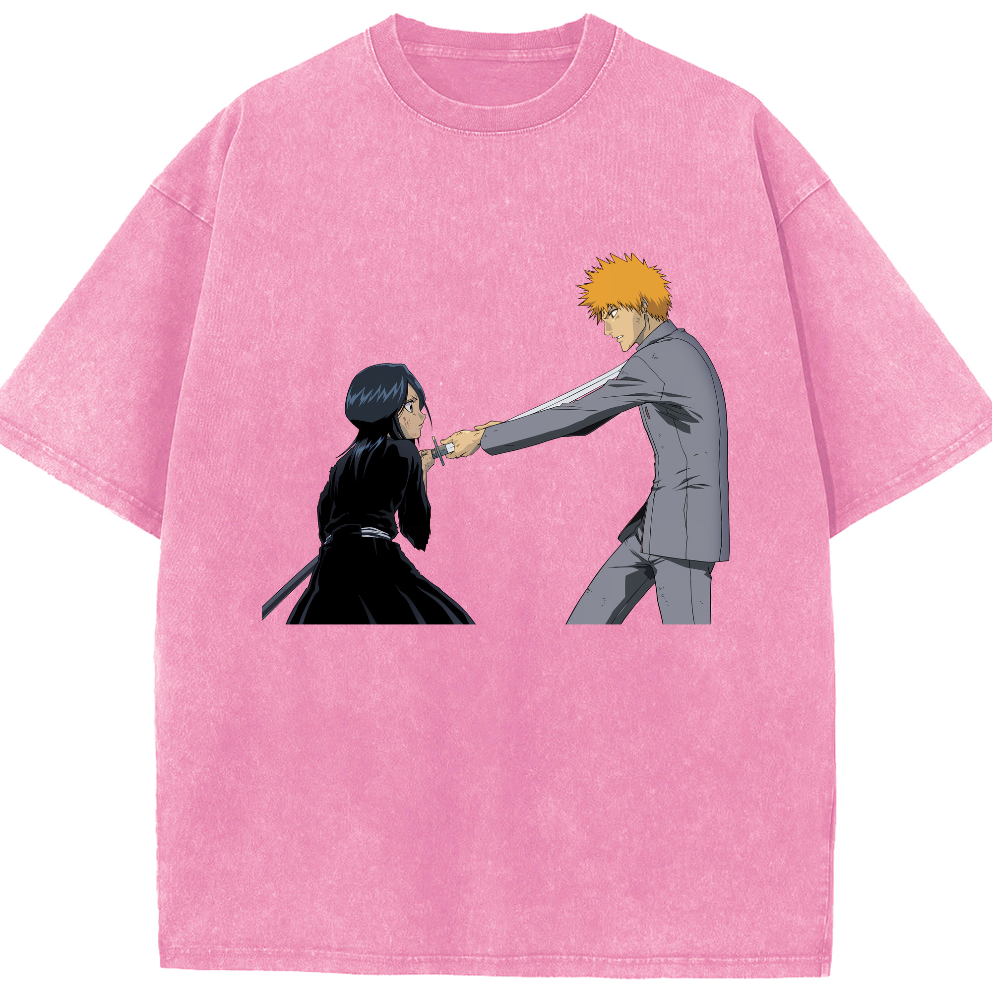 （画像用） ブリーチ 朽木ルキア BLEACH Kuchiki Rukia 綿100% ヴィンテージ風 半袖Tシャツ（フロントプリント）